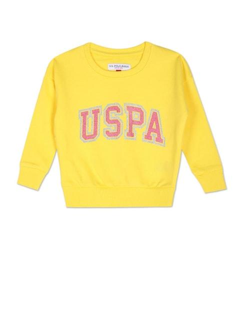 U.S. Polo Assn. Kids Yellow Printed Full Sleeves Sweatshirt