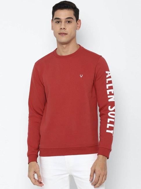 allen-solly-red-cotton-regular-fit-printed-sweatshirts