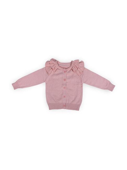 Baby Moo Kids Pink Regular Fit Full Sleeves Sweater