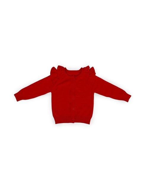 Baby Moo Kids Red Regular Fit Full Sleeves Sweater