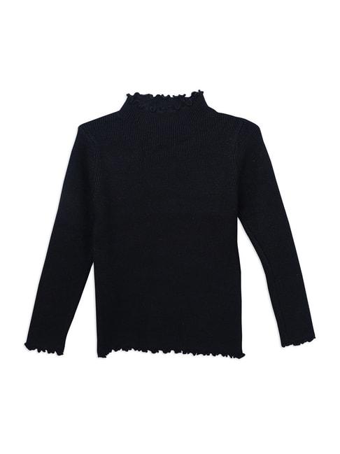 Baby Moo Kids Black Regular Fit Full Sleeves Sweater