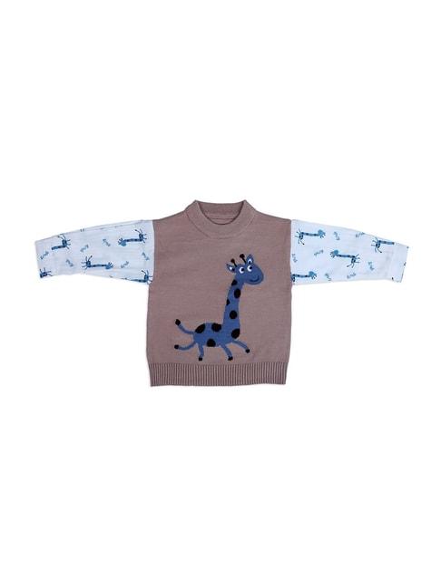 Baby Moo Kids Brown & White Printed Full Sleeves Sweater