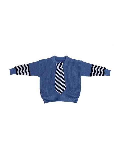 Baby Moo Kids Blue Cotton Textured Pattern Full Sleeves Sweater