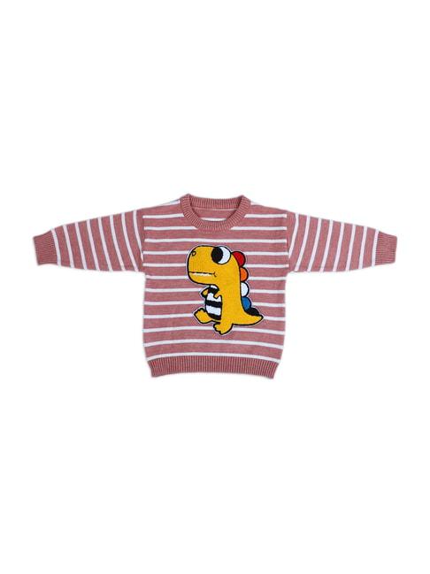 Baby Moo Kids Reddish Brown & Yellow Printed Full Sleeves Sweater