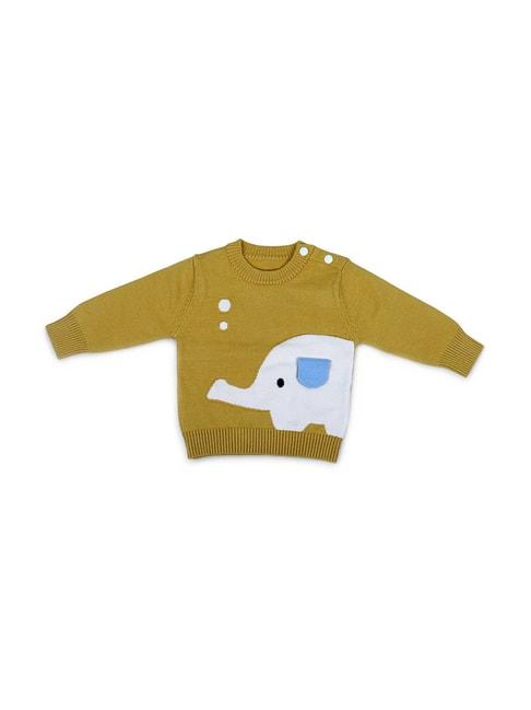 Baby Moo Kids Mustard & White Cotton Printed Full Sleeves Sweater