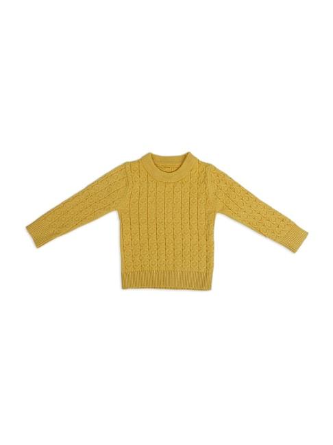 Baby Moo Kids Mustard Textured Pattern Full Sleeves Sweater