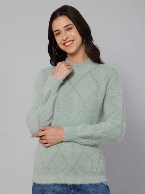 Cantabil Mint Wool Checks Sweater