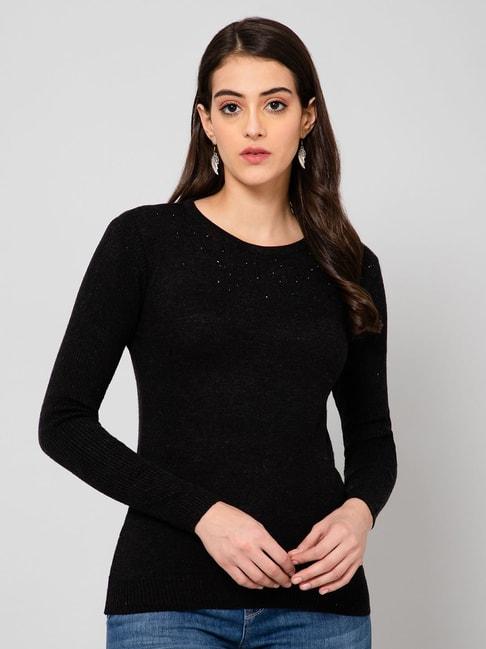 crozo-by-cantabil-black-wool-embellished-pullover