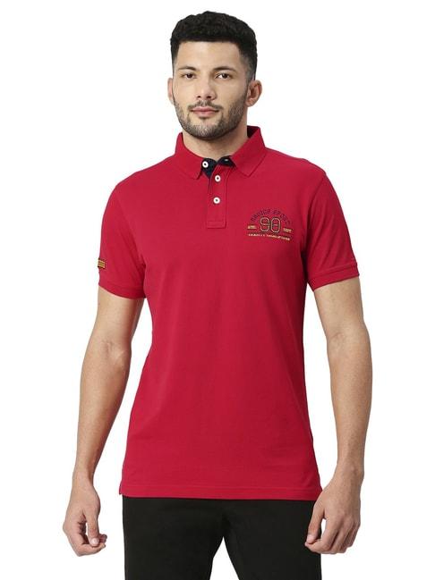 basics-red-slim-fit-polo-t-shirt