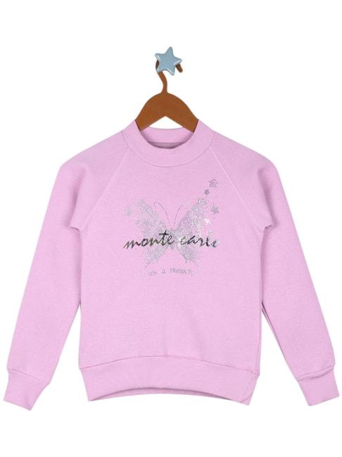 Monte Carlo Kids Lilac Embellished Full Sleeves Sweatshirt
