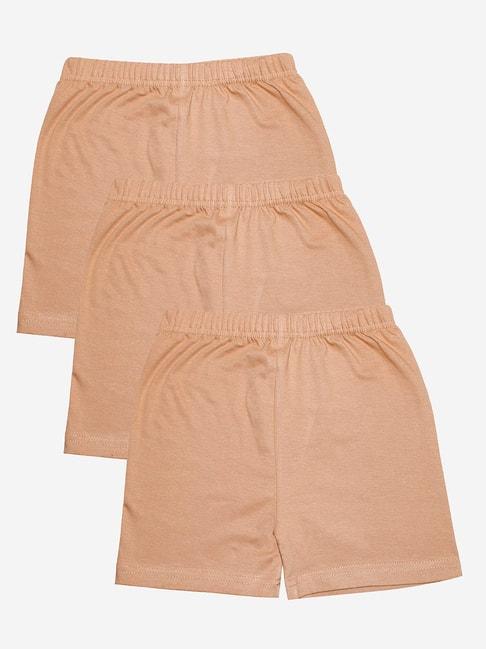 kiddopanti-kids-light-brown-solid-cycling-shorts-(pack-of-3)