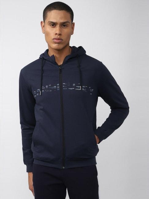 van-heusen-flex-navy-blue-regular-fit-printed-hooded-jacket