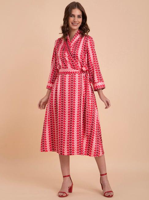fablestreet-red-printed-wrap-dress