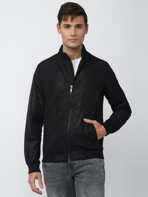 v-dot-black-regular-fit-texture-jacket