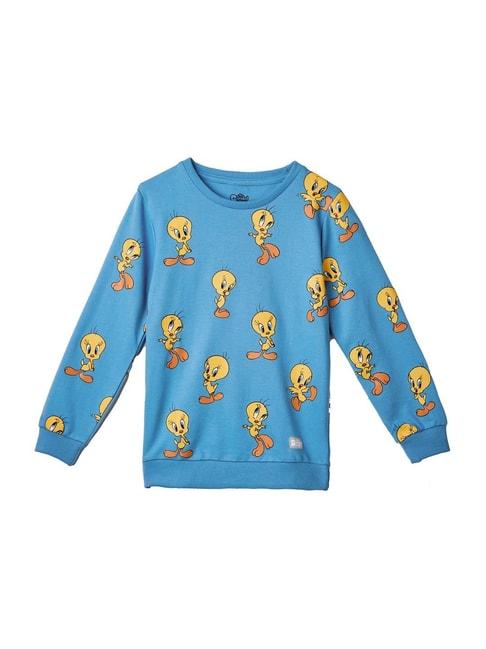 The Souled Store Kids Blue & Yellow Printed Full Sleeves Looney Tunes Sweatshirt