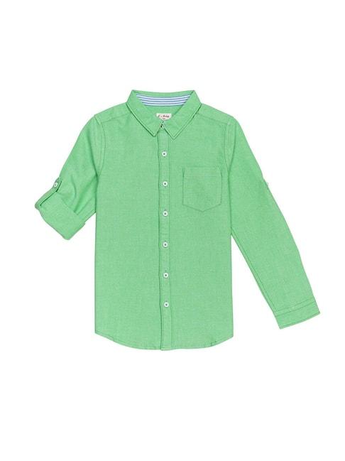 H by Hamleys Boys Green Solid Full Sleeves Shirt