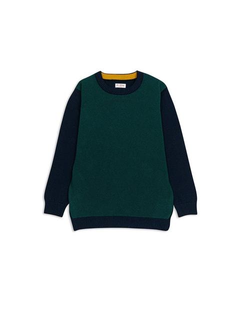 H by Hamleys Boys Green Self Design Full Sleeves Sweater