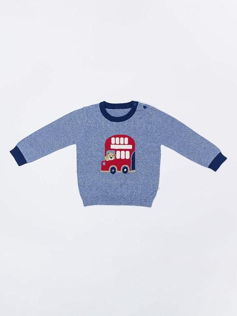 H by Hamleys Infants Boys Blue Self Design Full Sleeves Sweater