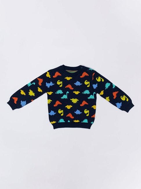 H by Hamleys Infants Boys Navy Printed Full Sleeves Sweater