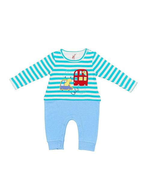 H by Hamleys Infants Boys White & Blue Striped Full Sleeves Romper