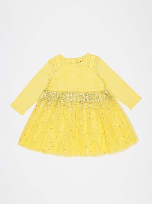 H by Hamleys Infants Girls Yellow Embellished Full Sleeves T-Shirt With Dress