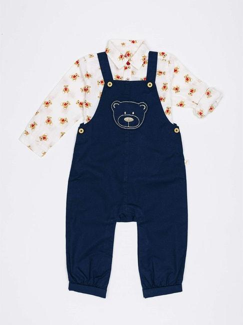 h-by-hamleys-infants-girls-white-&-navy-printed-full-sleeves-shirt-with-dungaree