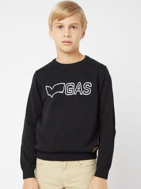 gas-kids-black-&-white-cotton-embroidered-full-sleeves-sweater