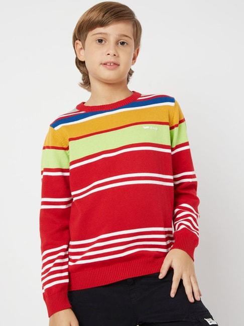 GAS Kids Multicolor Cotton Striped Full Sleeves Sweater