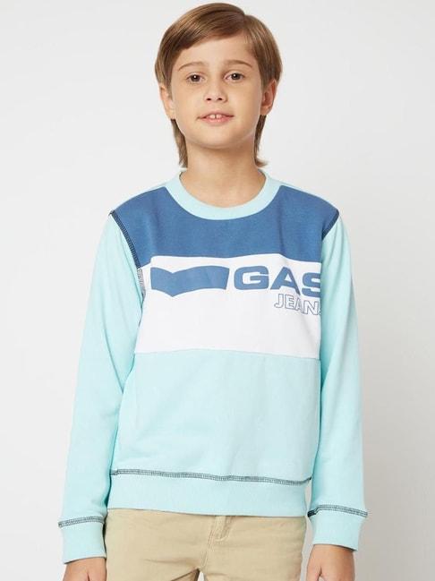 GAS Kids Blue Printed Full Sleeves Sweatshirt