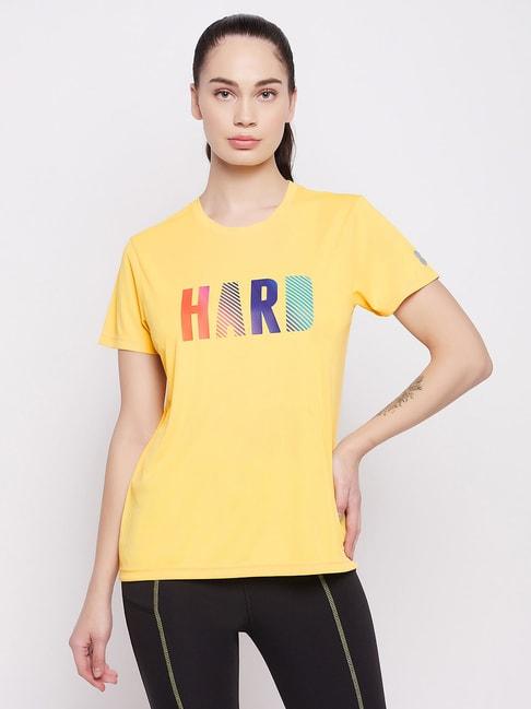 Clovia Yellow Graphic Print Sports T-Shirt