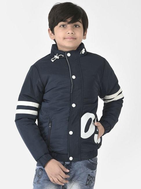 Crimsoune Club Kids Navy & White Printed Full Sleeves Jacket