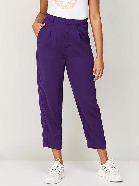 Ginger by Lifestyle Purple Mid Rise Cropped Pants