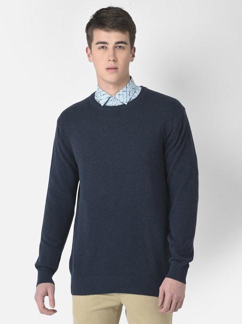 Crimsoune Club Navy Regular Fit Cotton Sweater