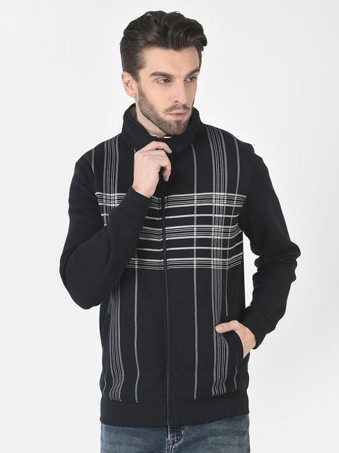 Crimsoune Club Black Regular Fit Striped Sweatshirt