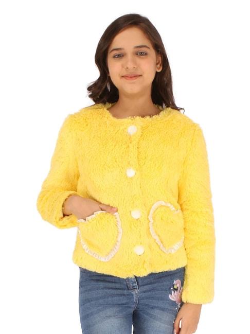 Cutecumber Kids Yellow Solid Full Sleeves Jacket