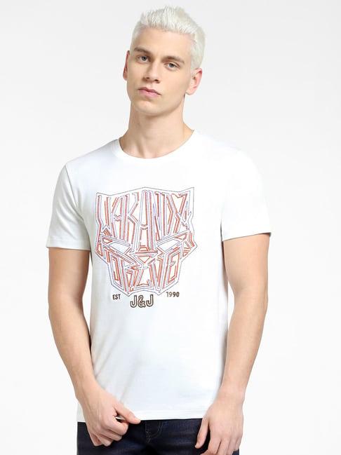 jack-&-jones-white-cotton-regular-fit-embroidered-t-shirt