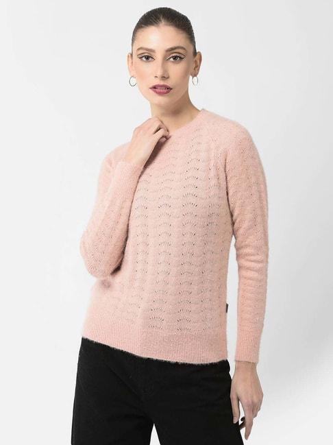 Crimsoune Club Peach Self Pattern Sweater