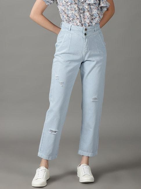 SHOWOFF Light Blue Relaxed Fit High Rise Jeans