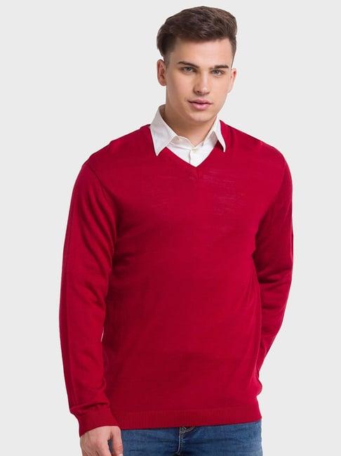 colorplus-red-tailored-fit-sweaters