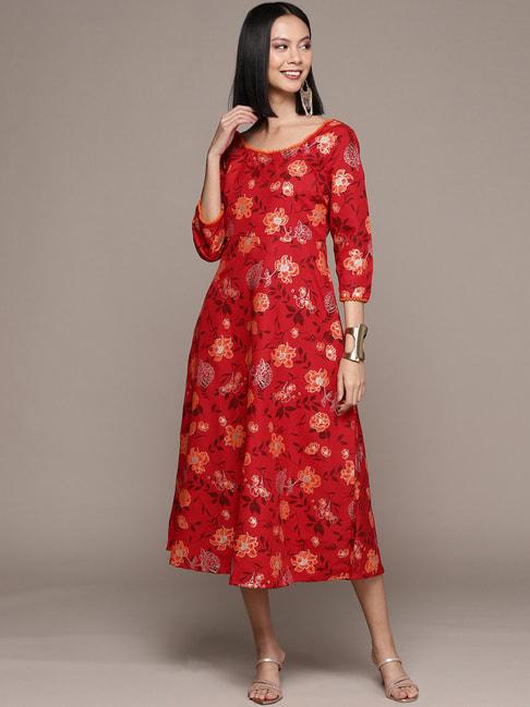 ziyaa-red-floral-print-a-line-dress