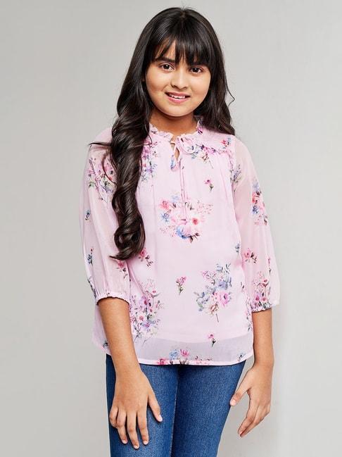 AND girl Pink Floral Print Top