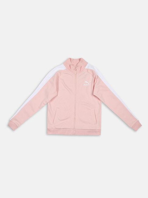 Puma Kids Classics T7 Rose Dust Pink & White Cotton Logo Full Sleeves Jacket