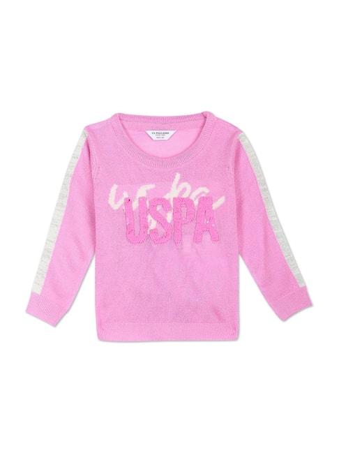 U.S. Polo Assn. Kids Pink Embellished Full Sleeves Sweater