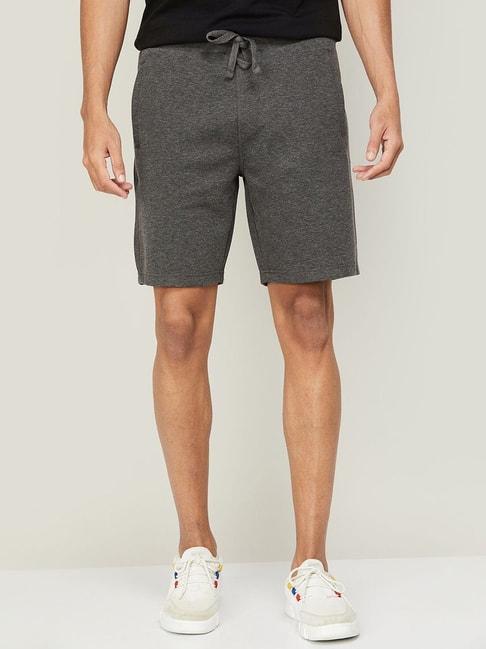 Fame Forever by Lifestyle Grey Cotton Regular Fit Self Pattern Shorts
