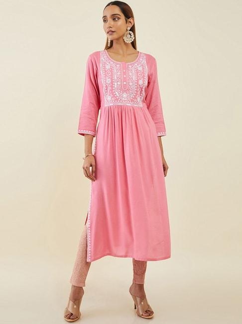 Soch Coral Embroidered Straight Kurta