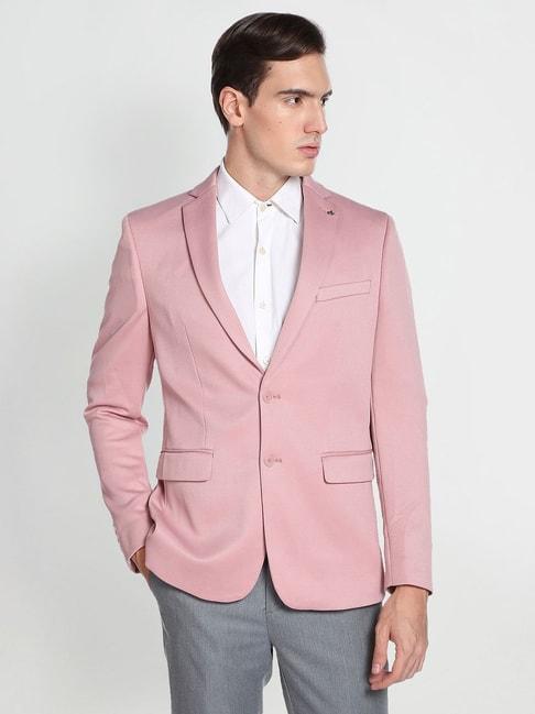 arrow-dusty-pink-slim-fit-textured-blazer