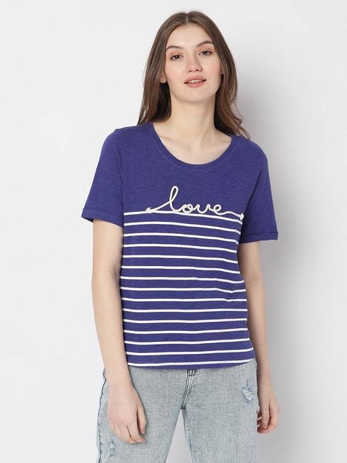 vero-moda-blue-&-white-cotton-striped-t-shirt