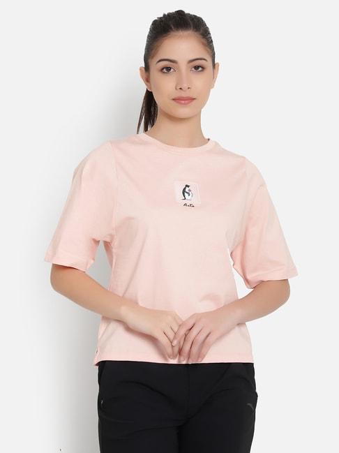 Anta Baby Pink Cotton Printed Sports T-Shirt