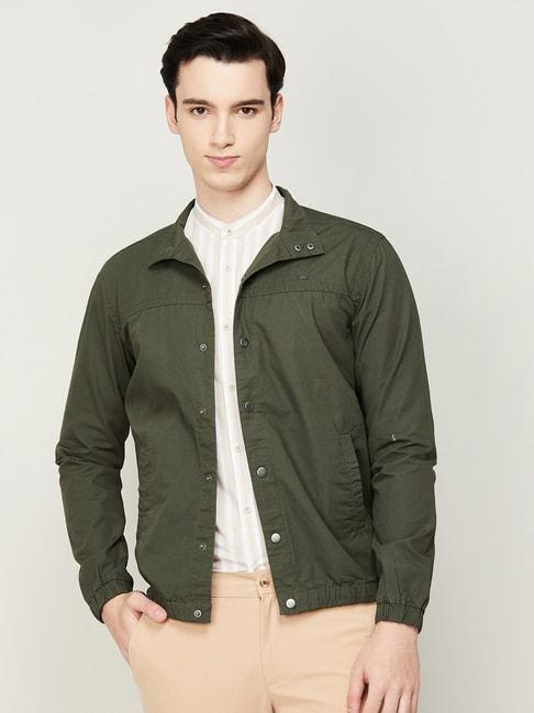 code-by-lifestyle-olive-cotton-regular-fit-self-pattern-jacket