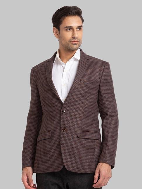 park-avenue-brown-super-slim-fit-printed-blazer